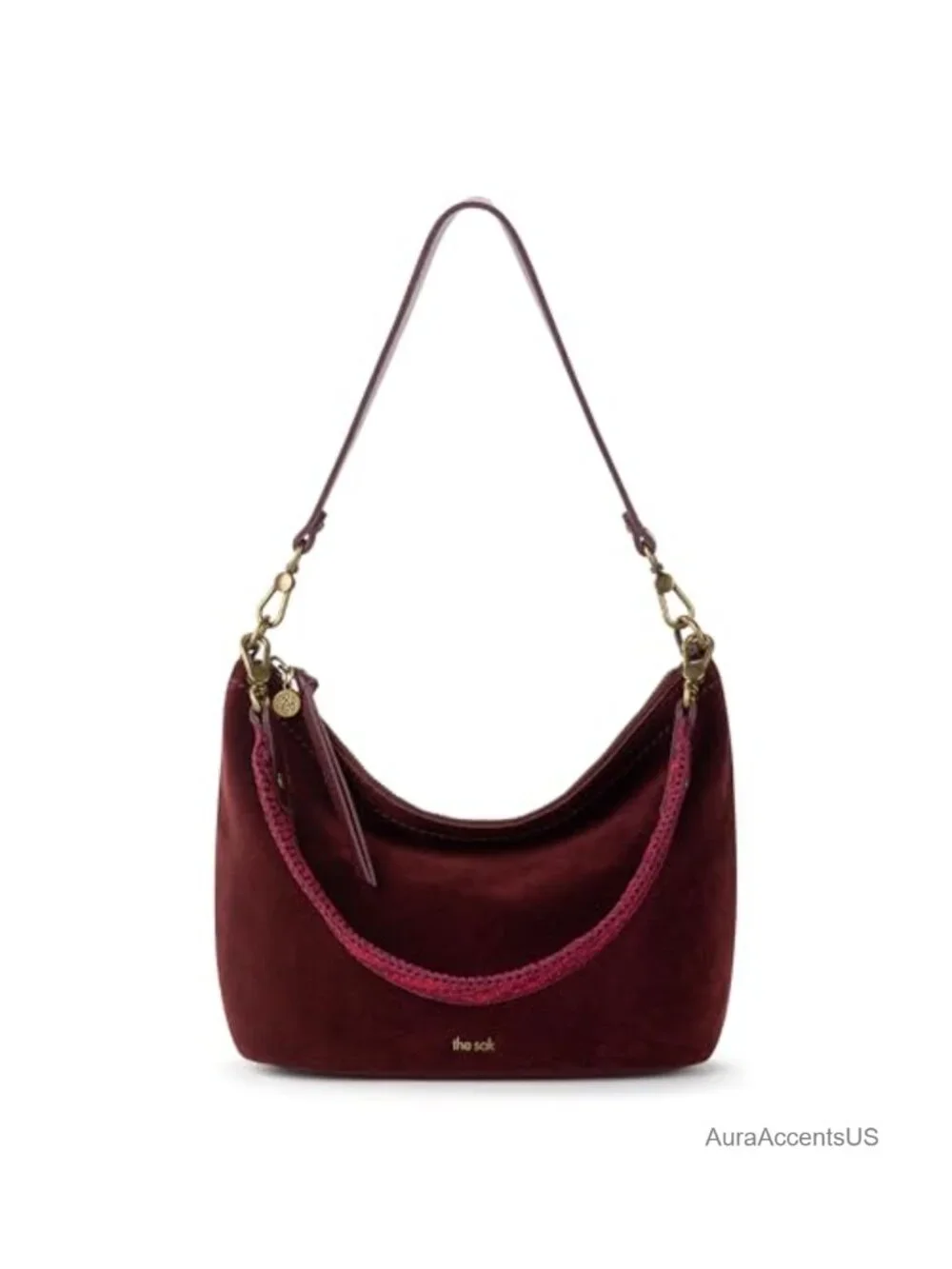 Leather Small Hobo Shoulder Bag Detachable Strap Zipper Everyday Purse